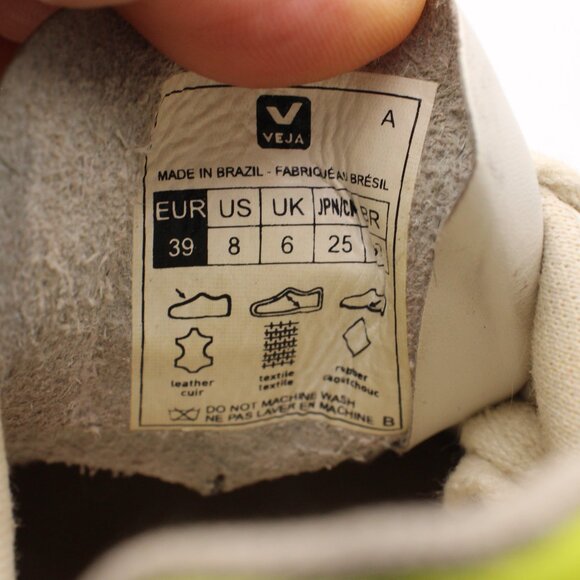 Veja V 10 Women's Size 8  White Green Leather Lace Up Logo Sneakers Lace Up - Picture 3 of 10